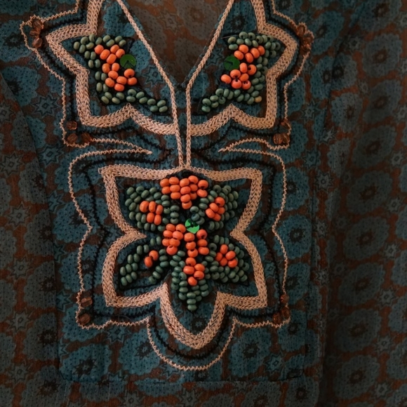 Turquoise printed beach cover up/tunic - Picture 2 of 4